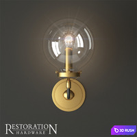 RH bistro globe clear glass single sconce 3D Model Corona