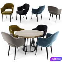 Eero Saarinen Executive Armchairs Metal Leg With Round Table 3D Model Vray