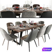 Zuma Pumice Accent Chair Dining Set 3D Model Vray