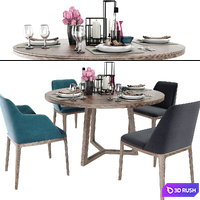 Poliform Grace Chair Set Dining Set 3D Model Vray