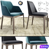 Poliform Grace Chair Set Dining Set 3D Model Vray