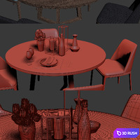 Poliform Grace Chair Set Dining Set 3D Model Vray