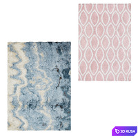 Temple and webster: Marble Blue Digital Print Rug, Pink Pink Weave Oval Print Wool Rug 3D Model Corona