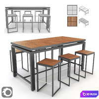 Morrison Bar Stool and Bar Table 3D Model Corona