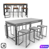 Morrison Bar Stool and Bar Table 3D Model Corona