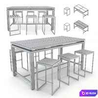 Morrison Bar Stool and Bar Table 3D Model Corona