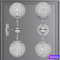 Modo Sconce 2 Globes Brushed Brass and Cream Glass 3D Model Corona