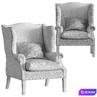 Thorn Tail Wing Back Armchair 3D Model Vray, Corona