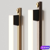 Asaf Weinbroom Linestra 110 Oak &amp; Brass Wall Lamps 3D Model Vray, Corona