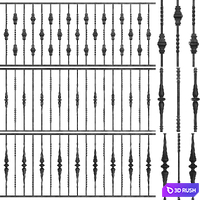 Wrought Iron Bundle No04 Fence 3D Model Vray, Corona