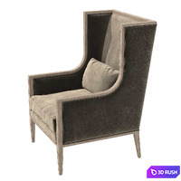 Restoration Hardware FRENCH CONTEMPORARY SLOPE ARM WINGBACK CHAIR 3D Model Corona