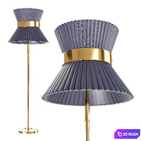 Tiffany contemporary Floor Lamp Tree Silk, Antiqued Brass, Silvered Glass 3D Model Vray
