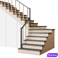 Modern staircase 13 3D Model Vray, Corona
