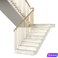 Marble staircase 16 3D Model Vray, Corona