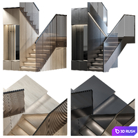 Stair modern 4 3D Model Vray, Corona