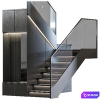 Stair modern 4 3D Model Vray, Corona