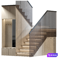 Stair modern 4 3D Model Vray, Corona
