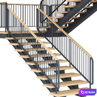 Staircase 029 3D Model Vray, Corona