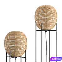 Wicker Sari floor table lamp 3D Model Vray, Corona