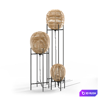 Wicker Sari floor table lamp 3D Model Vray, Corona