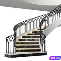Neoclassical spiral staircase 3D Model Vray, Corona