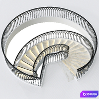 Neoclassical spiral staircase 3D Model Vray, Corona