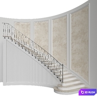 Classic stairs 5 3D Model Vray, Corona