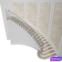 Classic stairs 5 3D Model Vray, Corona
