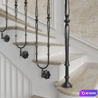 Classic stairs 5 3D Model Vray, Corona