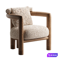 Porto Wood Frame Accent Chair 3D Model Corona