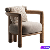 Porto Wood Frame Accent Chair 3D Model Corona