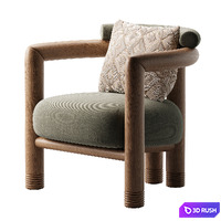 Porto Wood Frame Accent Chair 3D Model Corona