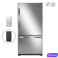 Whirlpool 33-inches wide Bottom-Freezer Refrigerator 3D Model Vray, Corona