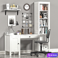 Ikea Hemnes Workplace and Bookcase 3D Model Vray, Corona
