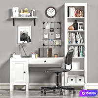 Ikea Hemnes Workplace and Bookcase 3D Model Vray, Corona
