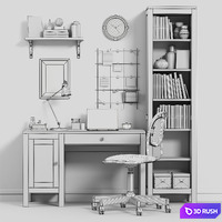 Ikea Hemnes Workplace and Bookcase 3D Model Vray, Corona