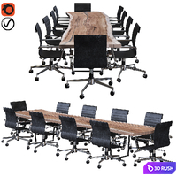 Office_table01 3D Model Vray, Corona