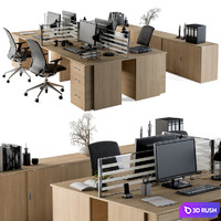 Office Furniture - employee Set 08 3D Model Vray, Corona
