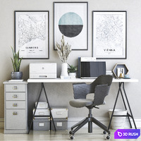 IKEA office workplace 47 3D Model Vray, Corona