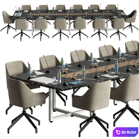 Conference table 05 3D Model Vray, Corona
