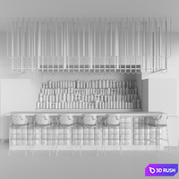 Design project of a restaurant with a rack with alcohol. bar counter 3D Model Corona