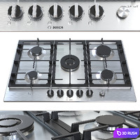 Gas hob Bosch PCQ7A5M90R. 3D Model Corona
