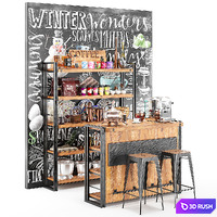 Coffee Shop Bar 3D Model Vray, Corona
