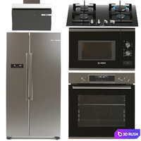 BOSCH 4 kitchen appliances set 3D Model Vray