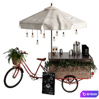 Coffee Bike mobile coffee 2 3D Model Vray, Corona