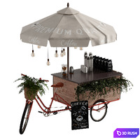 Coffee Bike mobile coffee 2 3D Model Vray, Corona