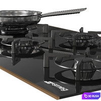 Hob Smeg PV695LCNX 3D Model Vray, Corona