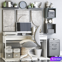 IKEA office workplace 123 3D Model Vray, Corona