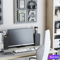 Workplace 137 3D Model Vray, Corona