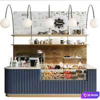 Design project of a modern coffee shop with a refrigerator with sweets. coffee point 3D Model Corona